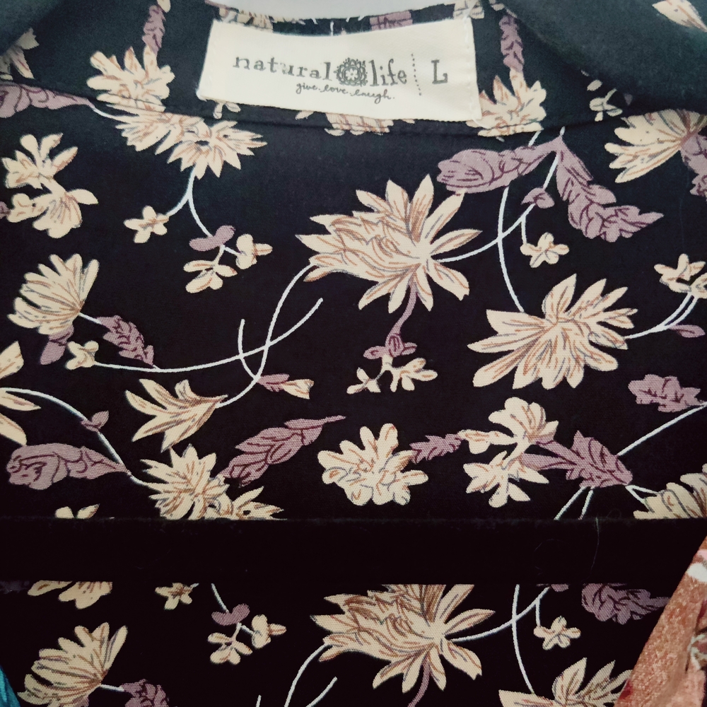 NATURAL LIFE Floral Patchwork Maxi Dress - Blue and Brown - Picture 3 of 5